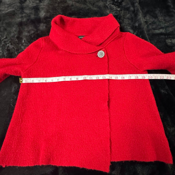Adrienne Vittadini Red Rhinestone Cardigan Sweater Medium - Picture 9 of 13